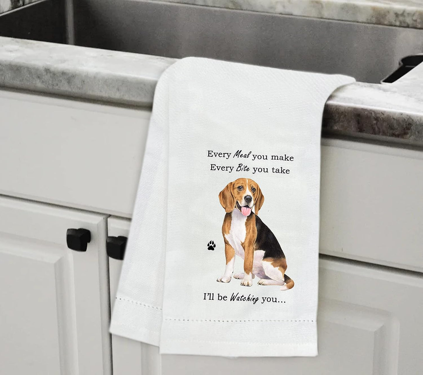 Beagle Dog Lovers Kitchen Towel - Soft Highly Absorbent - Beagle Gifts - Dish Towels for Washing Dishes - Tea Towels - Reusable - Quick Drying - 100% Natural Cotton - Towels for Pet Lovers