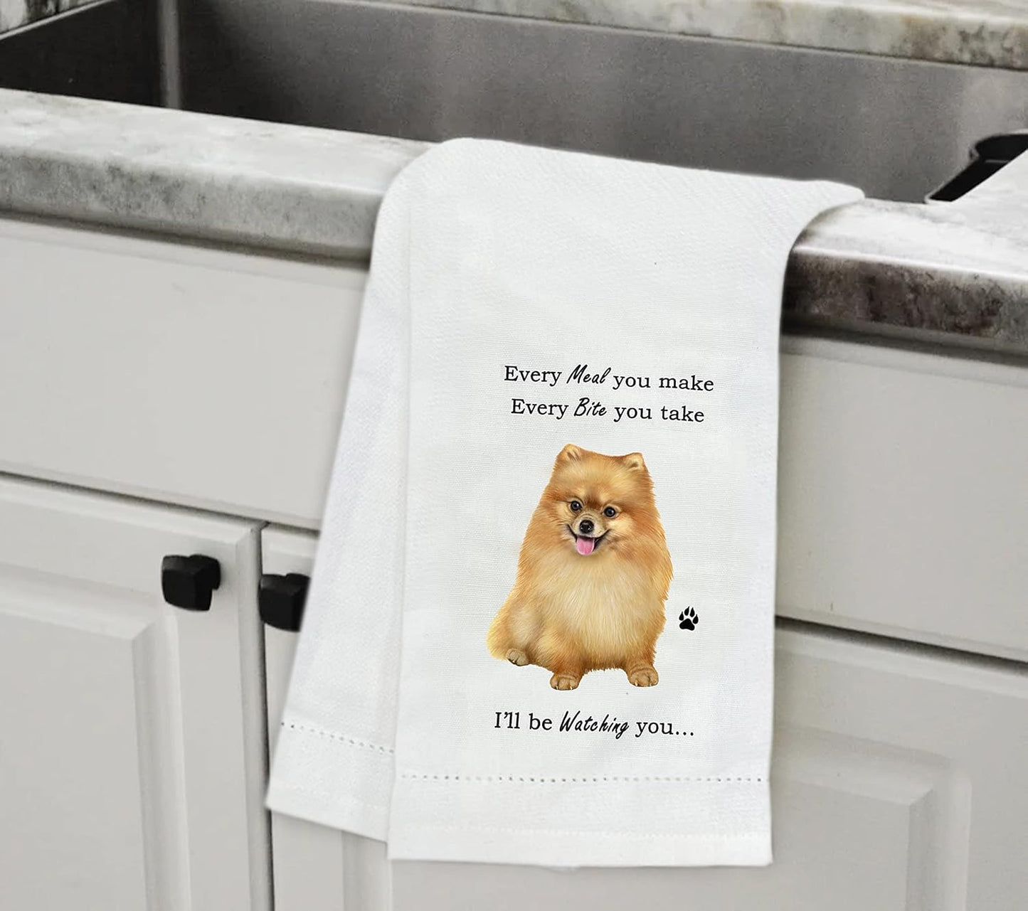 Pomeranian Dog Lovers Kitchen Towel - Soft Highly Absorbent - Dish&Tea Towels - Reusable - Quick Drying - 100% Natural Cotton