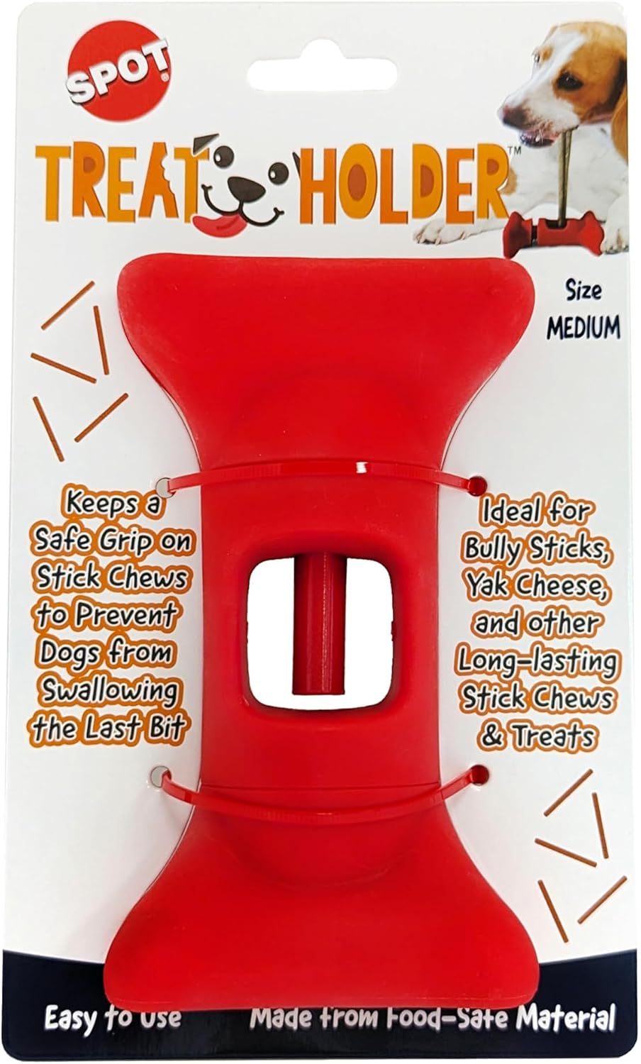 SPOT Treat Holder- Safety Device Bully Stick Holder & Yak Cheese Holder for Medium and Large Dogs, to Help Prevent Choking, 6in
