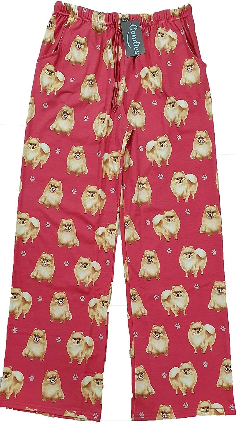 Pomeranian Pet Lover Pajama Pants – New Cotton Blend - All Season - Comfort Fit Lounge Pants Unisex - 27 Breeds Available