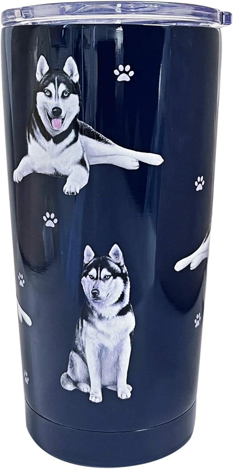 Siberian Husky Dog Lovers Tumbler 20 Oz. Stainless Steel, Vacuum Insulated Tumbler with Spill Proof Lid - 3D Print - Insulated Travel mug for Hot or Cold Drinks