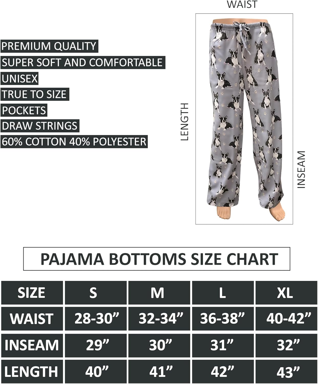 Boston Terrier  Dog ,Pet Lovers  Lounge Pants - Dog Pajama Pants Bottoms -Ultra premium quality