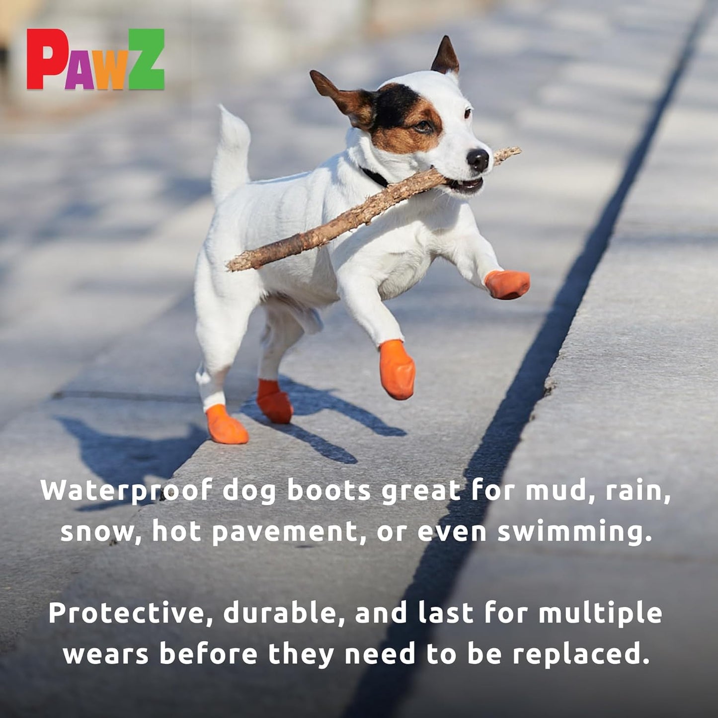 PawZ Rubber Dog Boots for Paws up to 2", 12 Pack - All-Weather Dog Booties for Hot Pavement, Snow, Mud, and Rain - Waterproof, Anti Slip Dog Socks - X-Small, Black