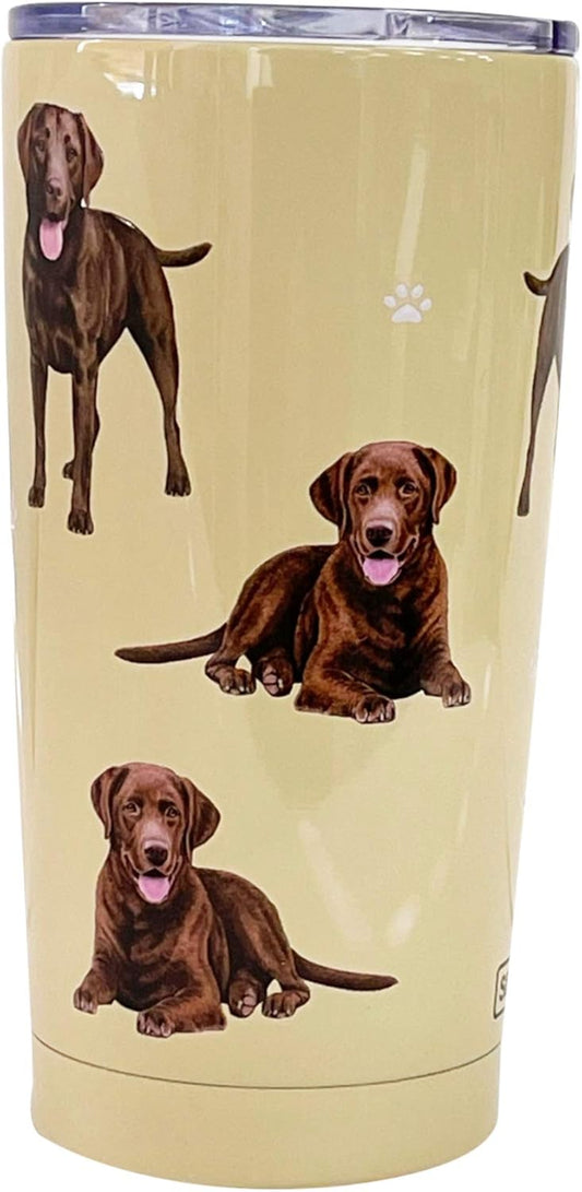 Chocolate Lab Dog Lovers Tumbler - Stainless Steel, Vacuum Insulated Tumbler with Spill Proof Lid - 3D Print - Insulated Travel mug for Hot or Cold Drinks