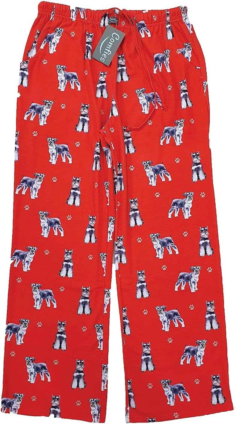 Schnauzer Dog Lovers Unisex Lightweight Cotton Blend Pajama Bottoms – Super Soft and Comfortable – Perfect for Schnauzer Gifts