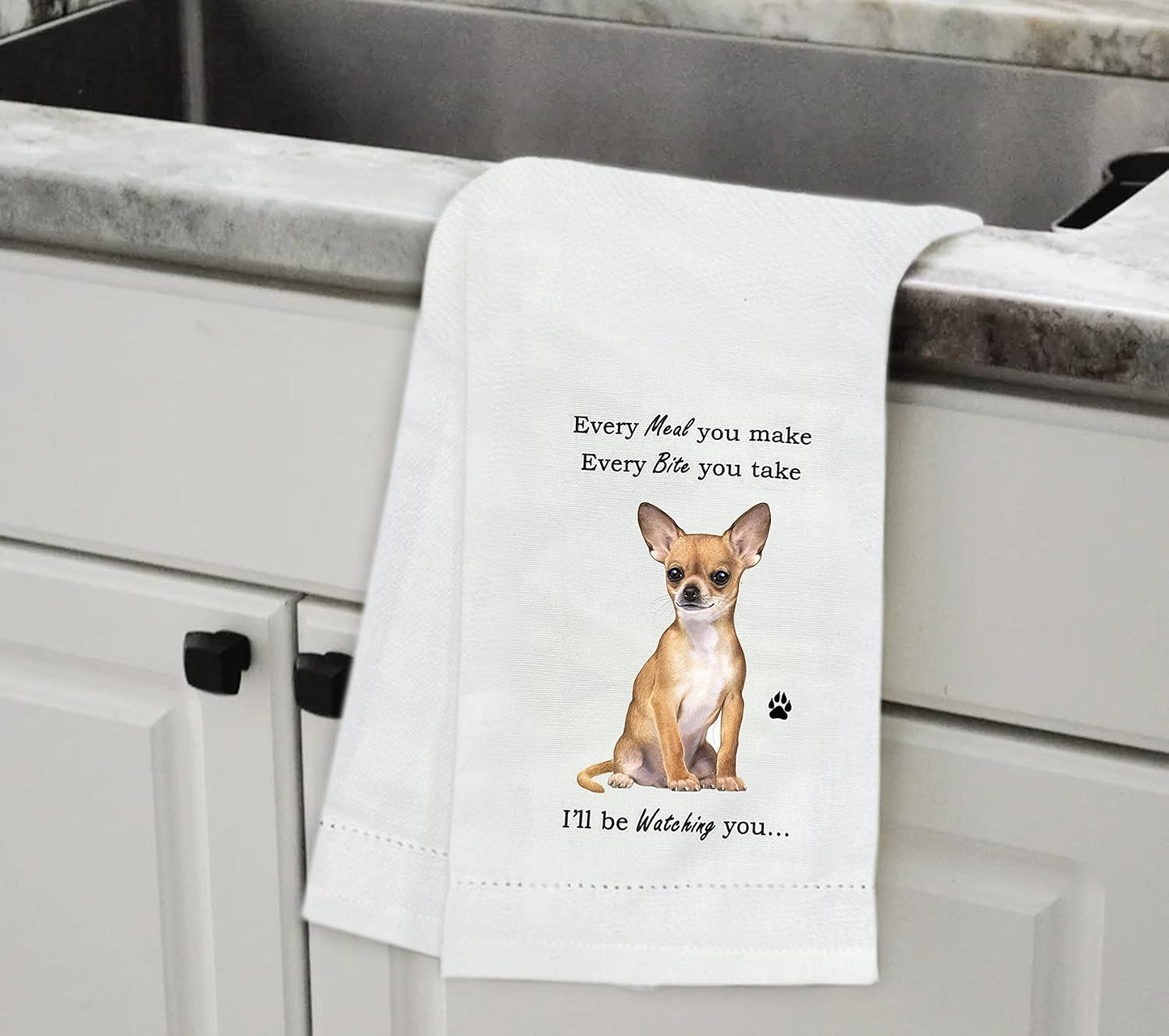 Tan Chihuahua Dog Lover Kitchen Towel Tea towel- Soft Highly Absorbent - Reusable - Quick Drying - 100% Natural Cotton