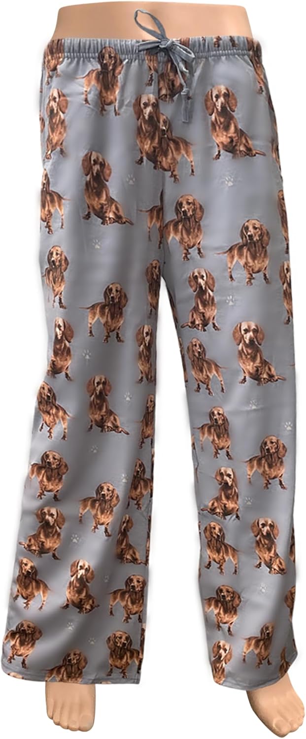 Dachshund Dog Lovers Unisex Lightweight Cotton Blend Pajama Bottoms – Super Soft and Comfortable – Perfect for Dachshund Gifts
