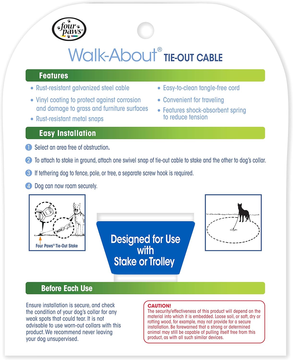 Four Paws Medium Weight Dog Tie Out Cable