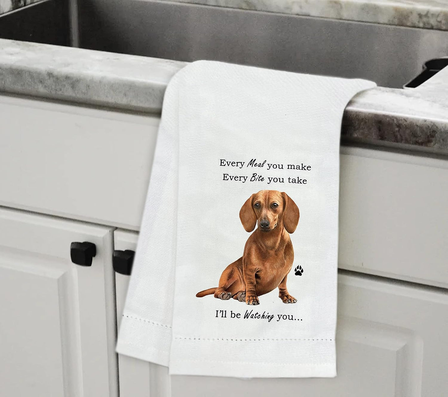 Red Dachshund Dogs lover Kitchen Towel Tea towel- Soft Highly Absorbent - Reusable - Quick Drying - 100% Natural Cotton