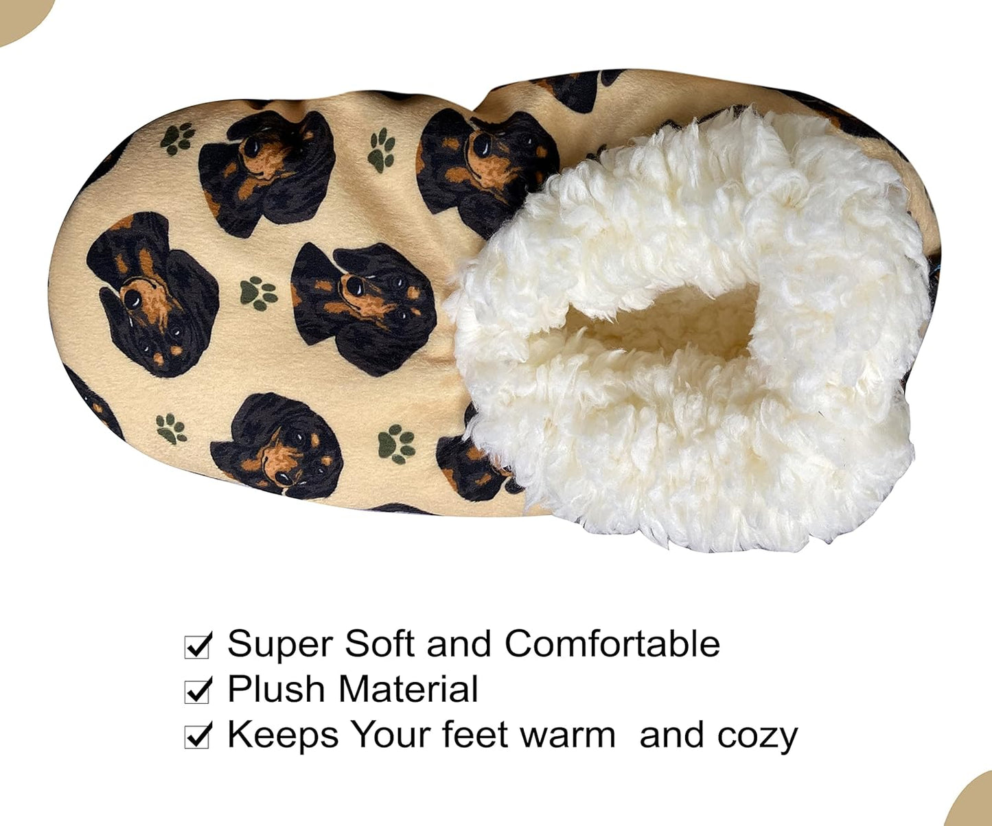 Dachshund black Lovers Soft Slippers - One Size Fits Most - Cozy House Slippers - Non Skid Bottom