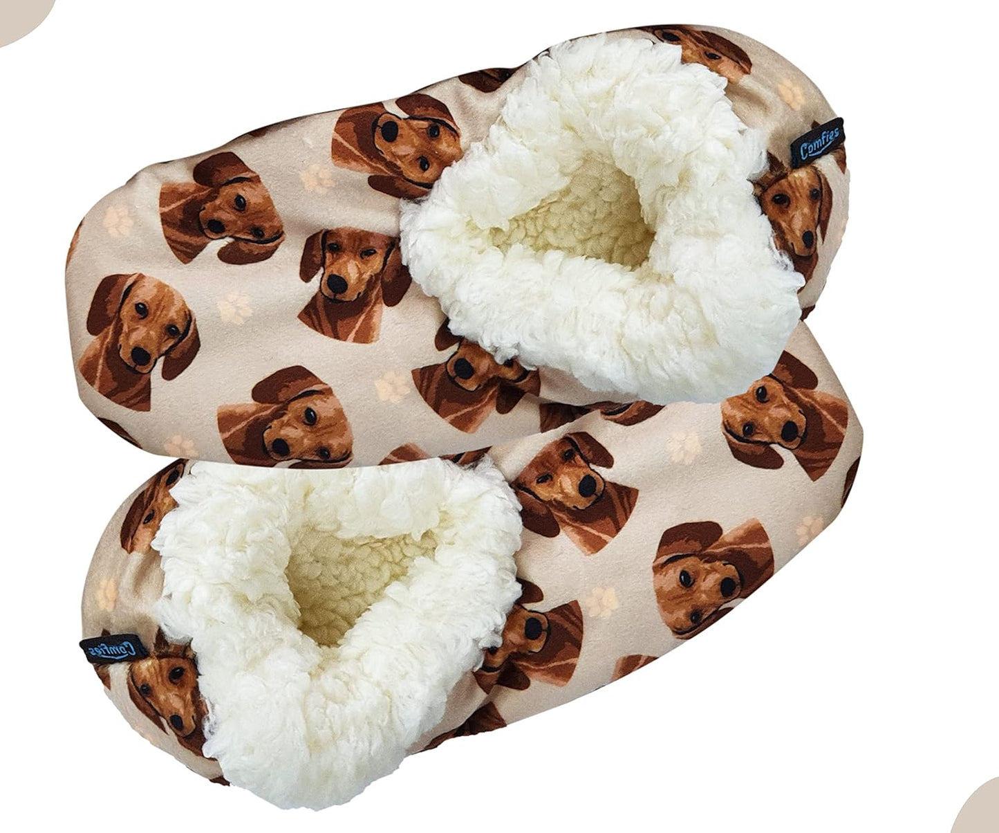 Red Dachshund Dog Lovers Super Soft Slippers - Cozy House Slippers - Non Skid Bottom - One Size Fits Most - Sherpa slipper - Pet Lover Gifts For Men And Women