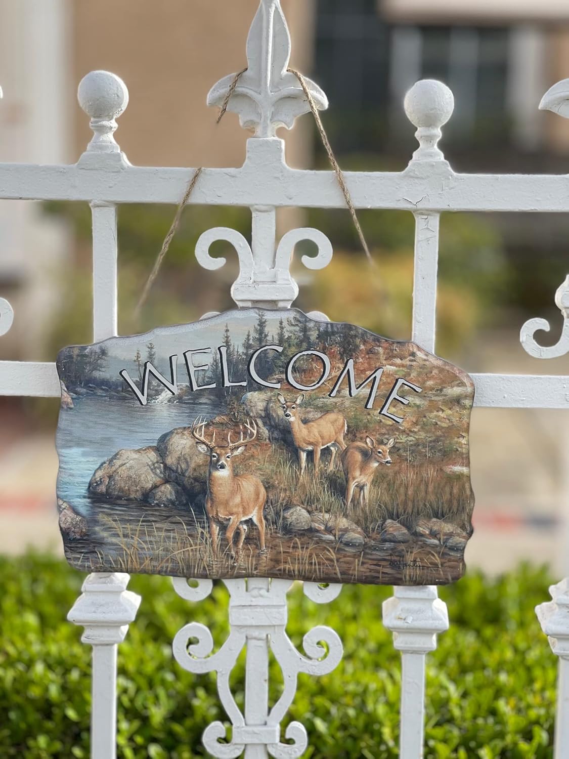 Welcome Wood Indian American Sign–Wood Sign Plaques for: Front Door/Porch/Home Interior/Wall/Room, Size of The Wood Plaque is 11.5" x 7.5",(Deers) DC12145C