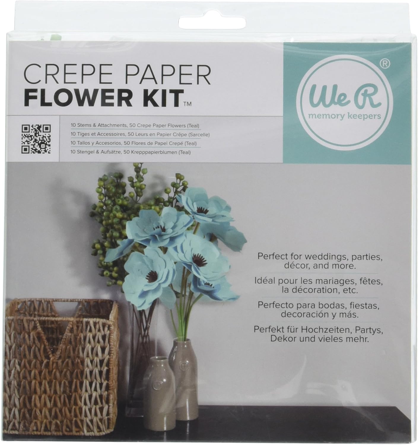 We R Memory Keepers CPF-42673 We R Crepe Paper Flowers Kit, Teal