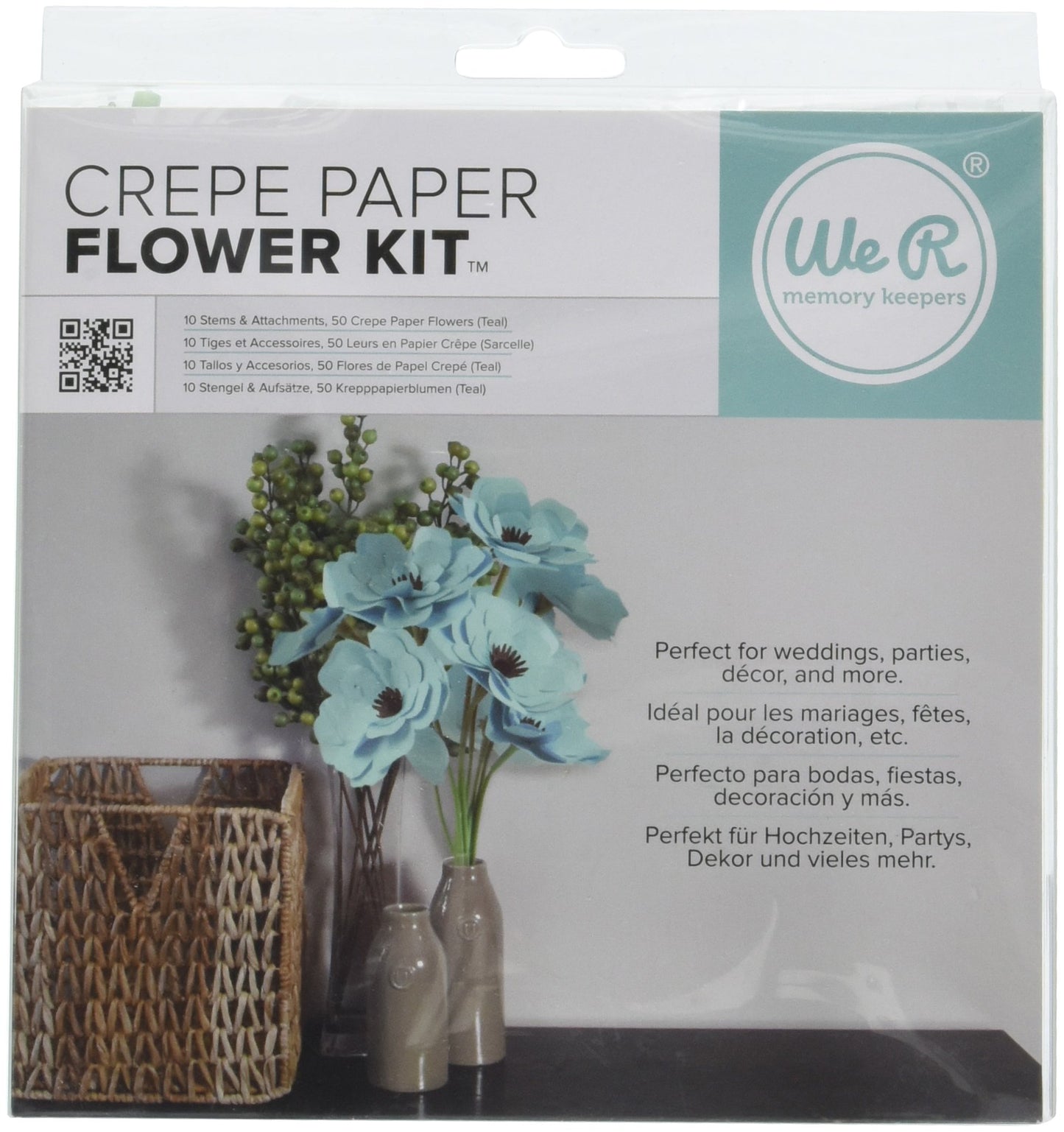 We R Memory Keepers CPF-42673 We R Crepe Paper Flowers Kit, Teal