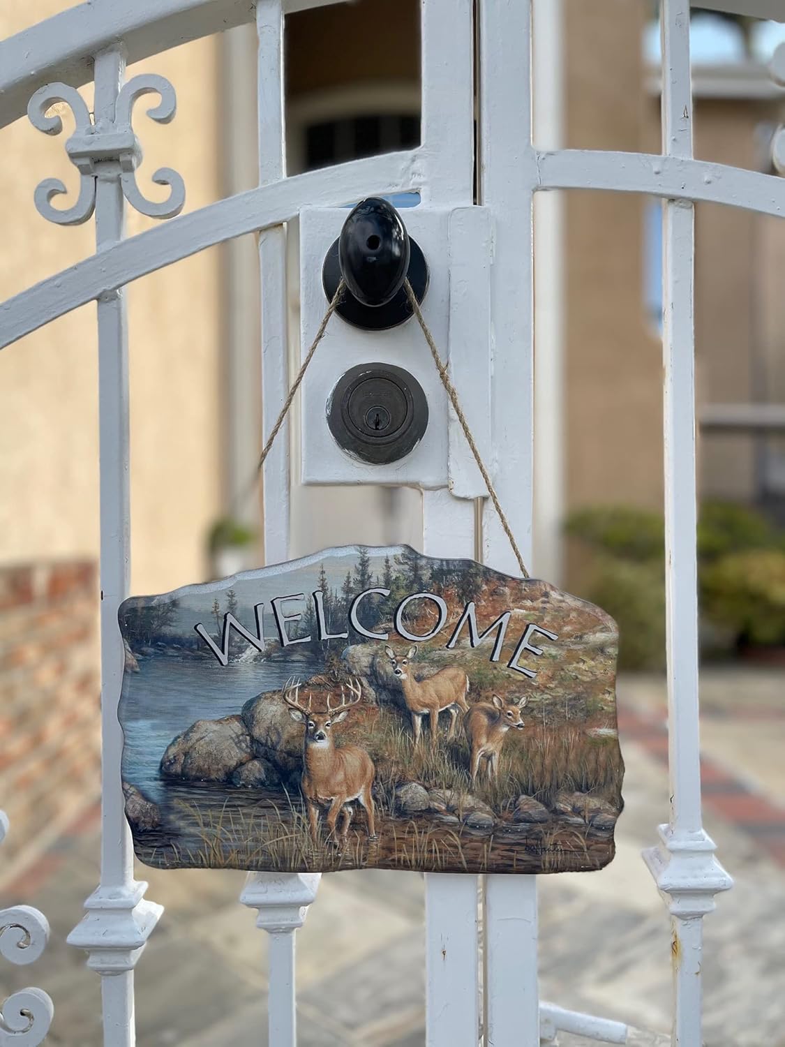 Welcome Wood Indian American Sign–Wood Sign Plaques for: Front Door/Porch/Home Interior/Wall/Room, Size of The Wood Plaque is 11.5" x 7.5",(Deers) DC12145C