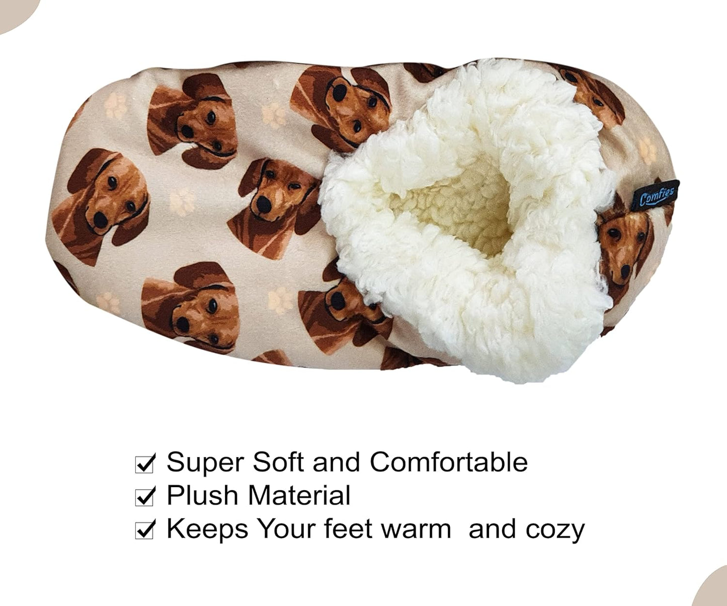 Red Dachshund Dog Lovers Super Soft Slippers - Cozy House Slippers - Non Skid Bottom - One Size Fits Most - Sherpa slipper - Pet Lover Gifts For Men And Women