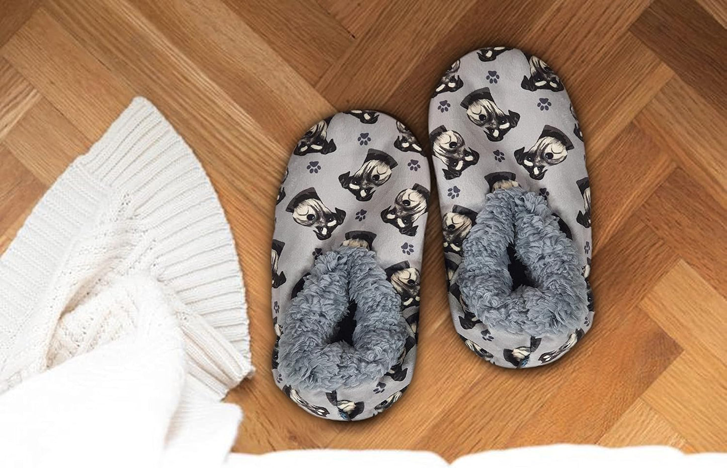 SCHNAUZER Dog Lovers Cozy ,unisex Slipper, one size fits most,Sherpa, Non skid Bottom