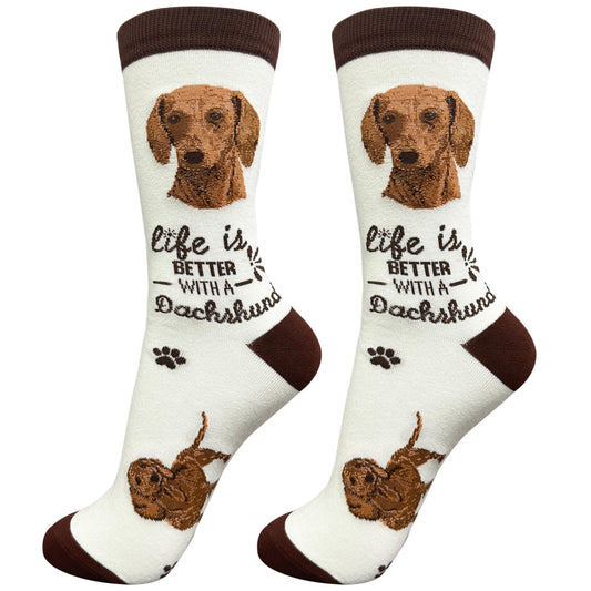 Red Dachshund Dog Lover Socks - cozy- All seasons -Unisex,One Size fits most