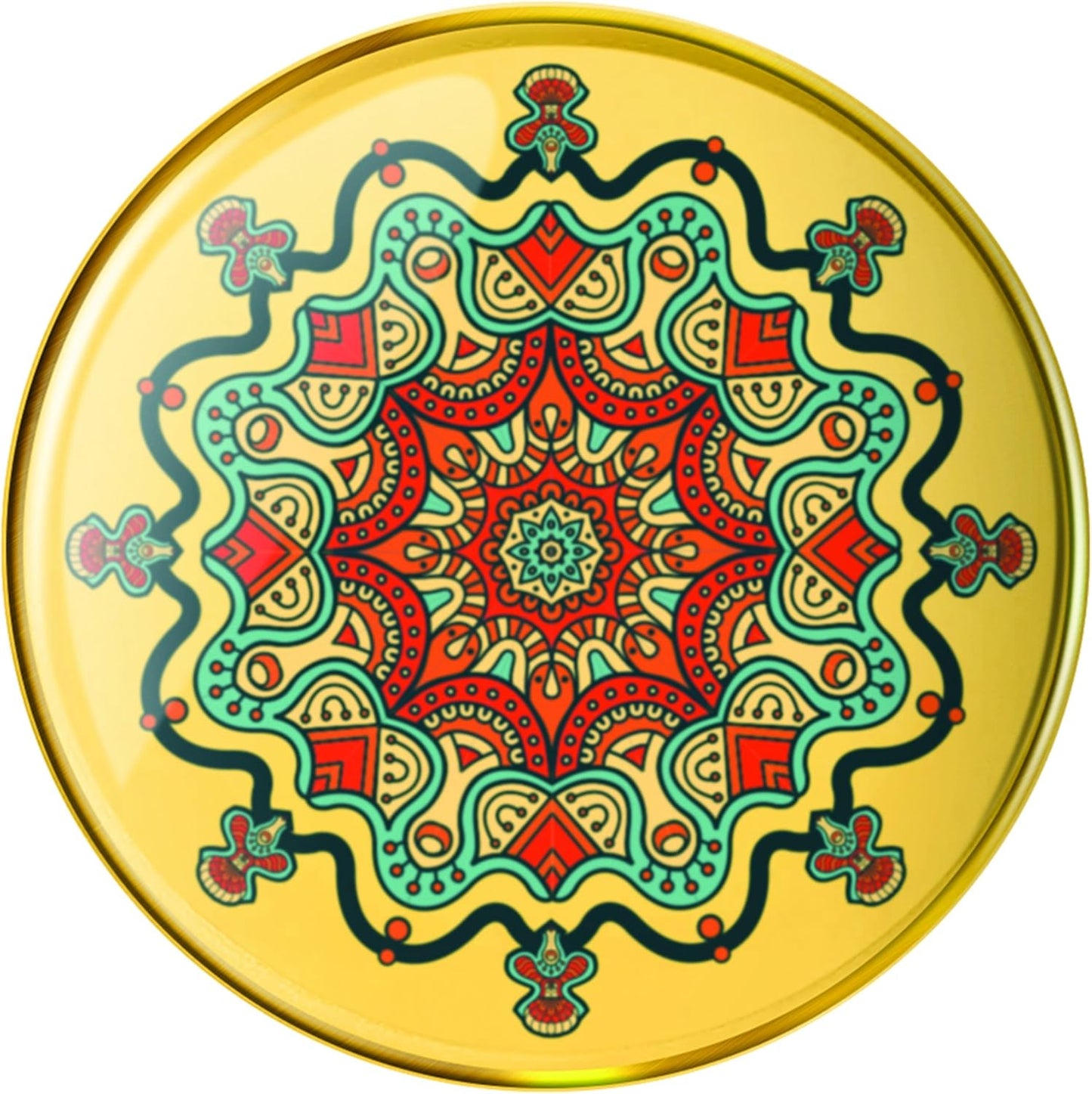 Vandor Mandala Tapestry Round Organizational Trinket Trays, 4 Inch, 4 Piece Set