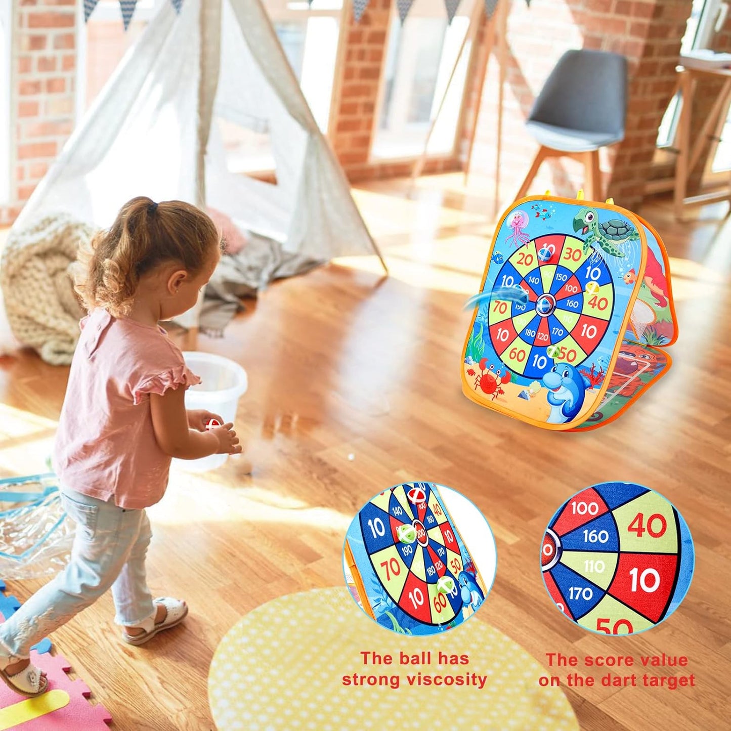 Vdealen Bean Bag Toss Game Toy for Kids 3 4 5 6 7 8 Year Old, Sports & Outdoor Toddler Toy Gift for Boys and Girls, 3 in 1 Cornhole Game for Children Ages 3 4 5 and Up