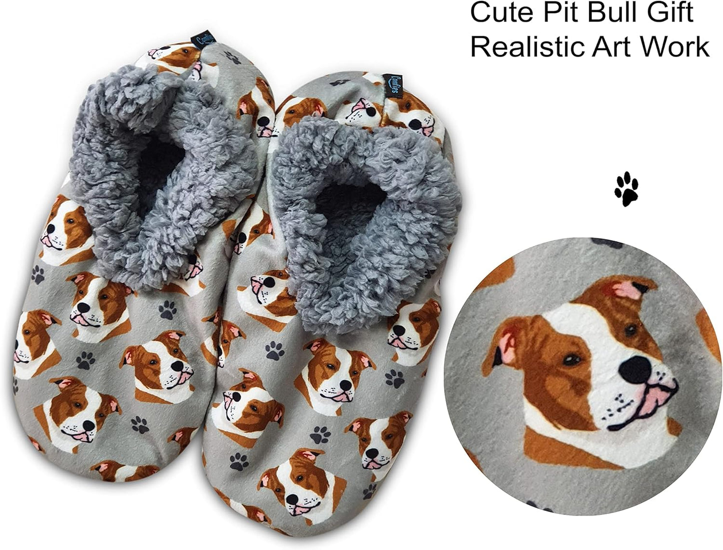 Pit Bull  Dog Lovers Super Soft Slippers - Pit Bull Gifts - Cozy House Slippers - Non Skid Bottom - One Size Fits Most - Sherpa slipper - Pet Lover Gifts For Men And Women