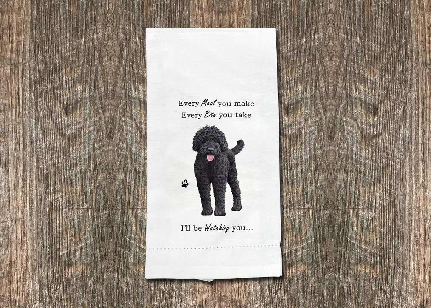 DARK LABRADOODLE Kitchen Towel - Soft Highly Absorbent - Dish Towels for Washing Dishes - Tea Towels - Reusable - Quick Drying - 100% Natural Cotton
