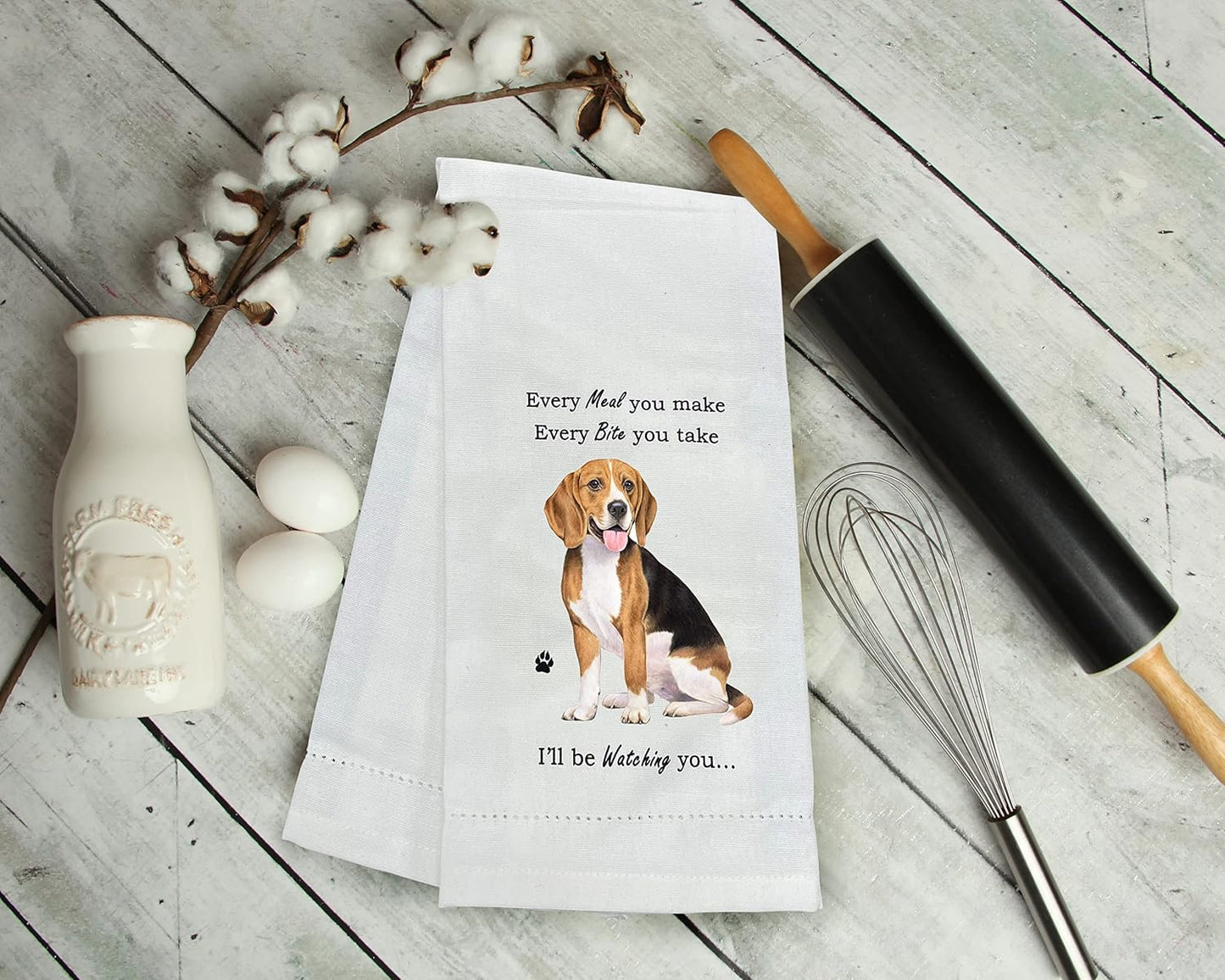 Beagle Dog Lovers Kitchen Towel - Soft Highly Absorbent - Beagle Gifts - Dish Towels for Washing Dishes - Tea Towels - Reusable - Quick Drying - 100% Natural Cotton - Towels for Pet Lovers