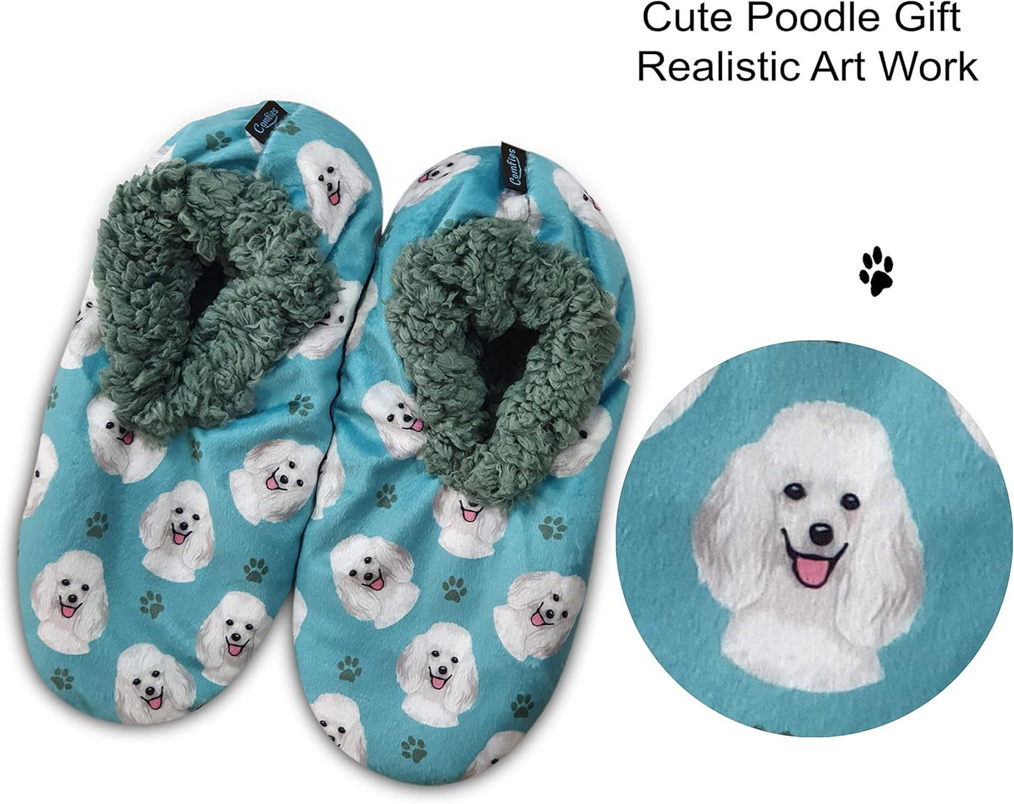 Poodle Dog Lovers Super Soft Unisex Slippers - One Size Fits Most - Cozy House Slippers - Non Skid Bottom