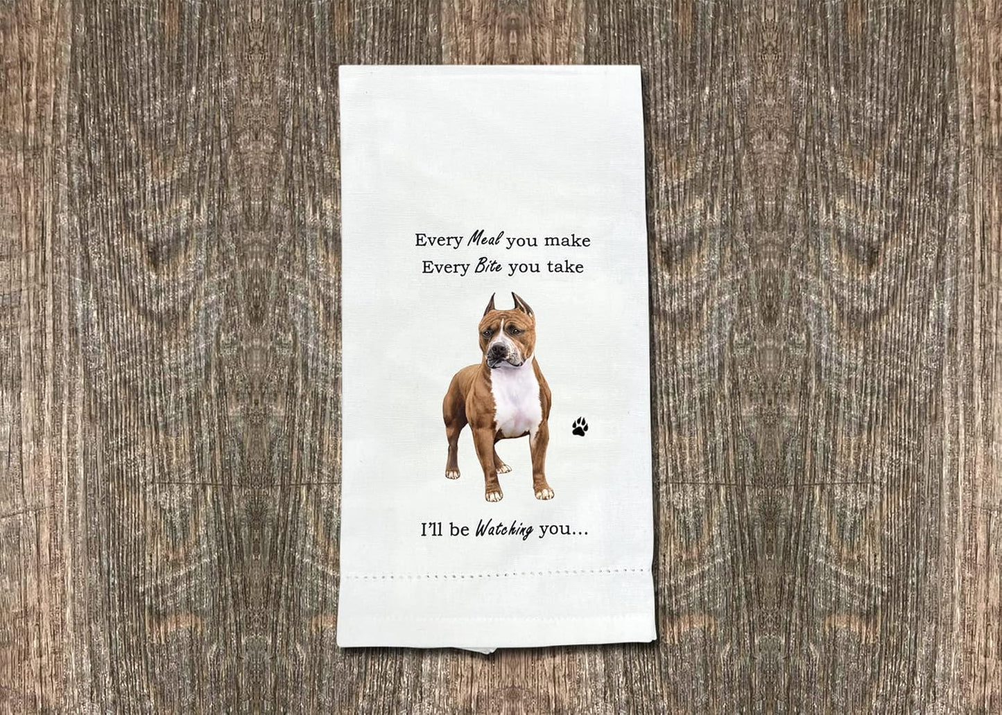 Pit Bull Dog Lover Kitchen Towel - Dish Towels for Washing Dishes - Tea Towels - Reusable - Quick Drying - 100% Natural Cotton