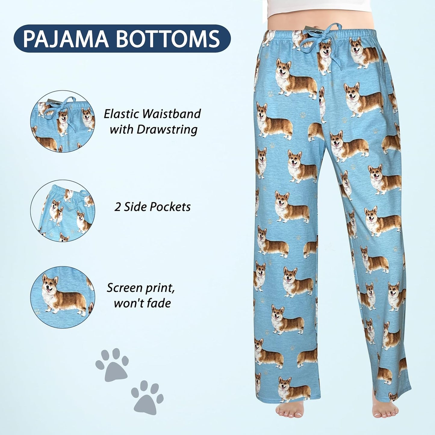 Corgi Lovers Pajama Pants – New Cotton Blend - Unisex All Season - Comfort Fit Lounge Pants