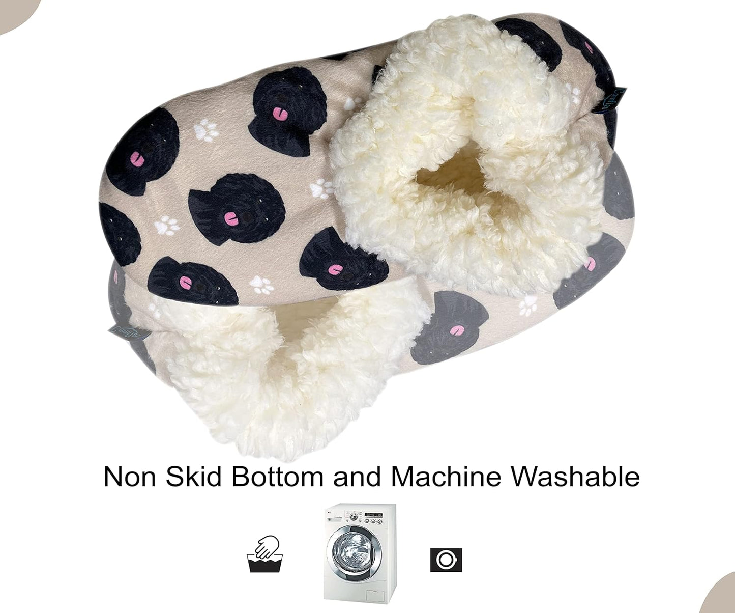 Black Labradoodle Super Soft Women/ Men Slippers - One Size Fits Most - Cozy House Slippers - Non Skid Bottom