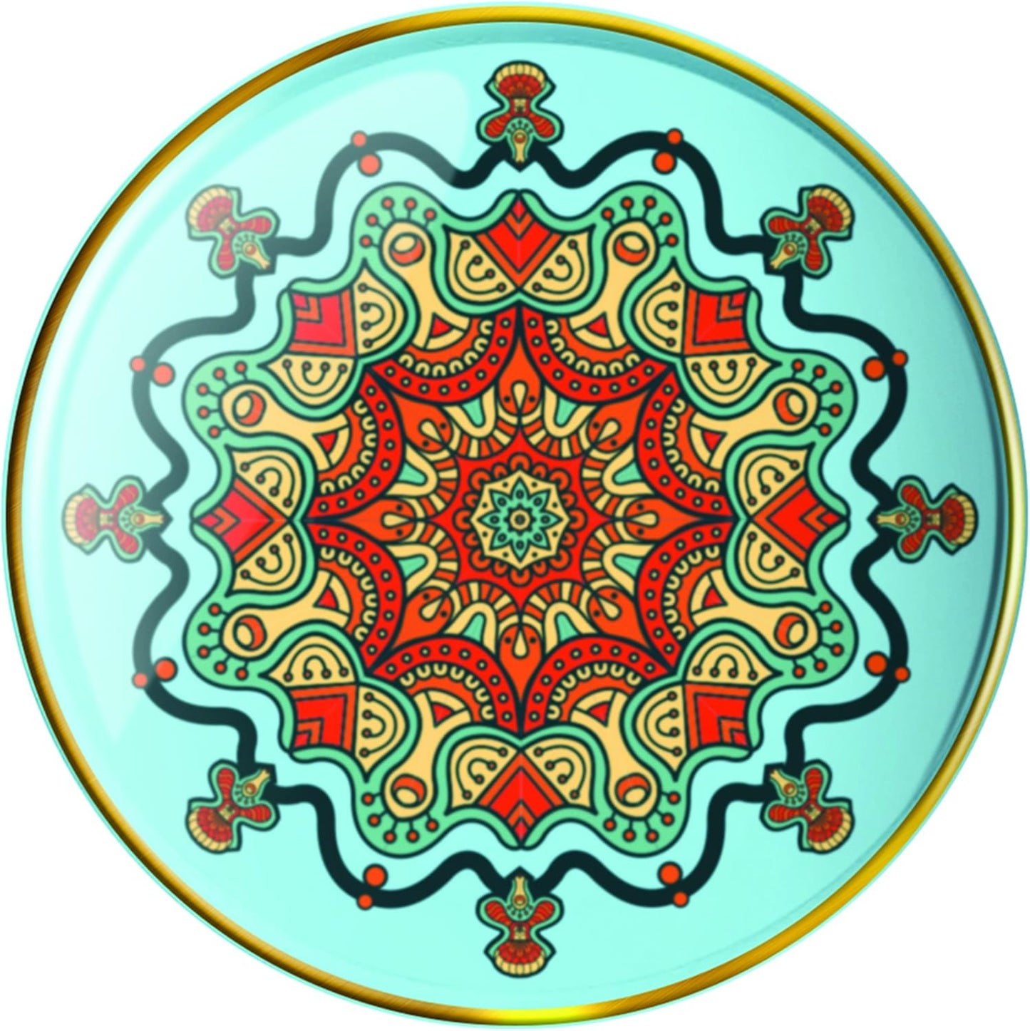 Vandor Mandala Tapestry Round Organizational Trinket Trays, 4 Inch, 4 Piece Set