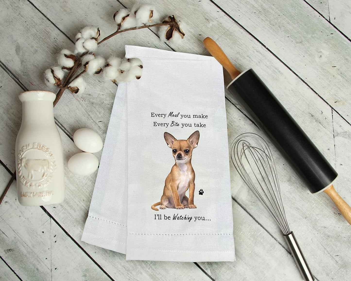 Tan Chihuahua Dog Lover Kitchen Towel Tea towel- Soft Highly Absorbent - Reusable - Quick Drying - 100% Natural Cotton