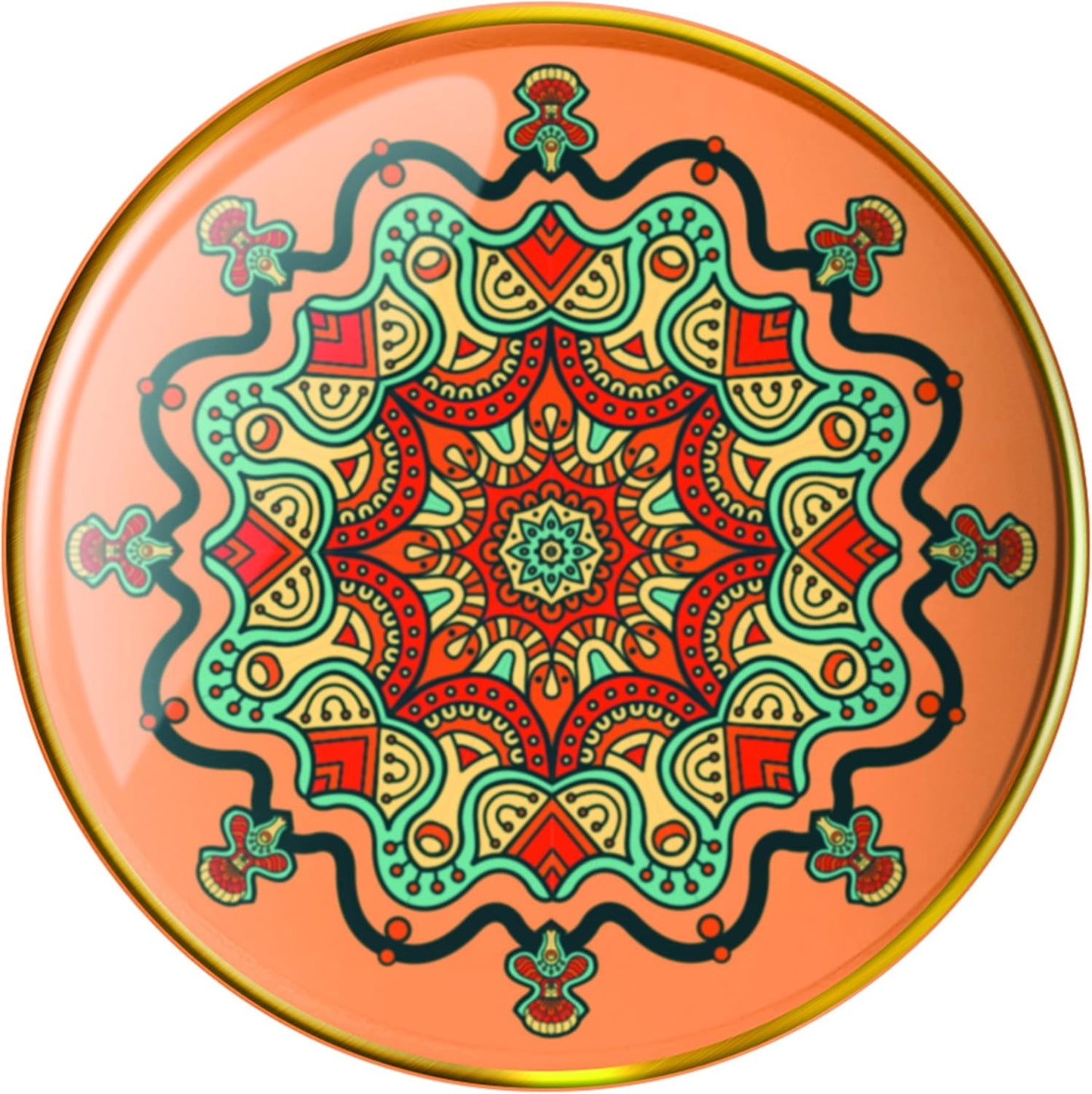 Vandor Mandala Tapestry Round Organizational Trinket Trays, 4 Inch, 4 Piece Set