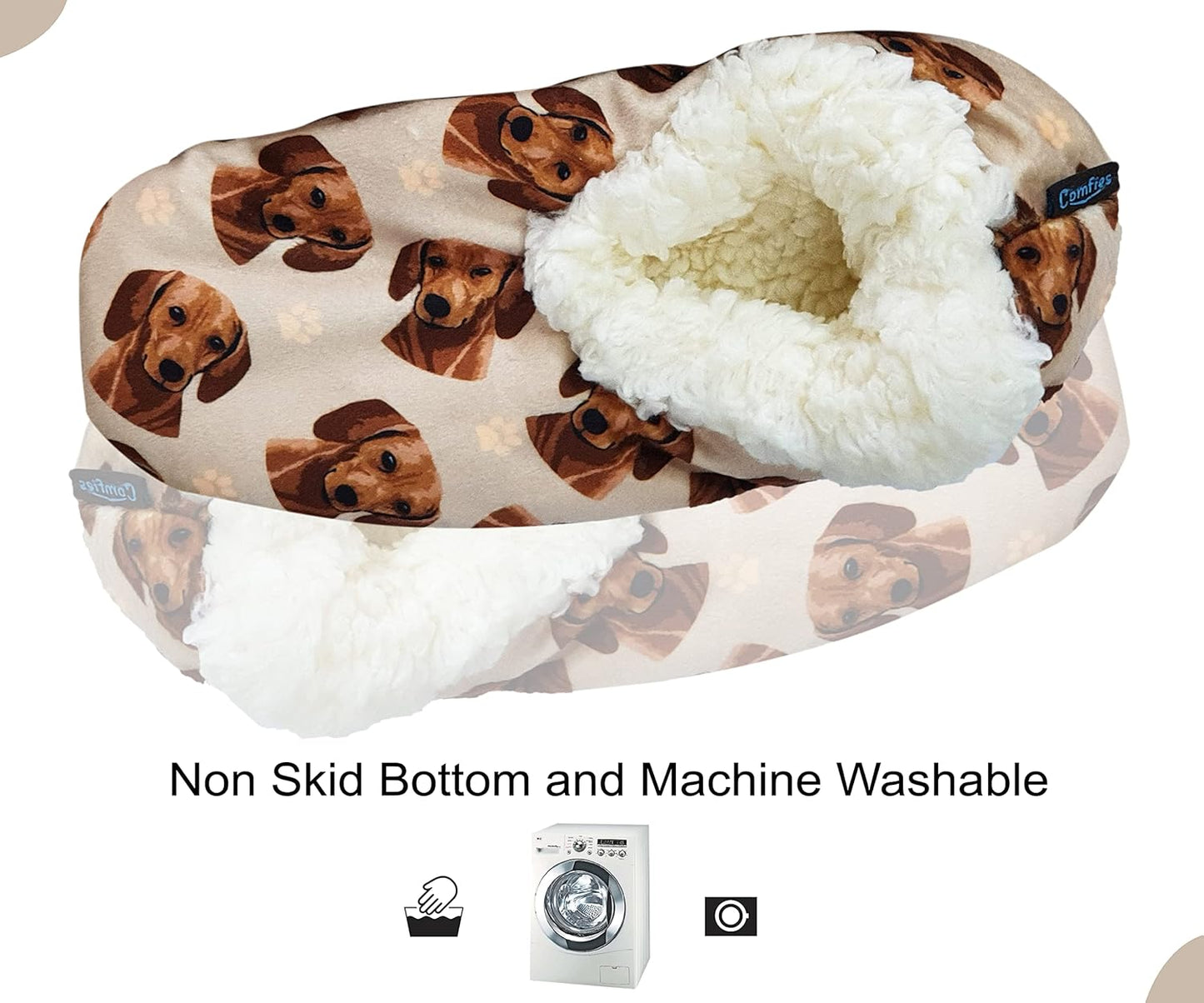 Red Dachshund Dog Lovers Super Soft Slippers - Cozy House Slippers - Non Skid Bottom - One Size Fits Most - Sherpa slipper - Pet Lover Gifts For Men And Women