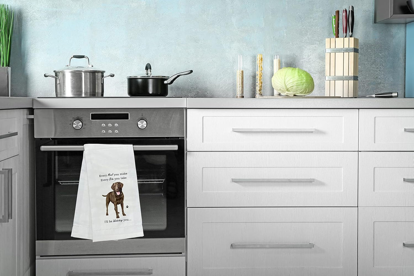 CHOCOLATE LABRADOR Lovers Kitchen Towel- Tea Towel -Soft Highly Absorbent- CHOCOLATE LABRADOR - Reusable - Quick Drying - 100% Natural Cotton