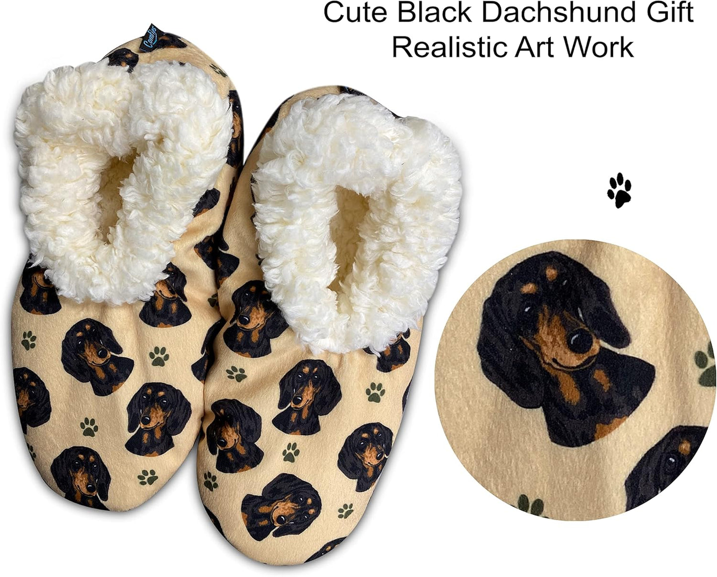 Dachshund black Lovers Soft Slippers - One Size Fits Most - Cozy House Slippers - Non Skid Bottom