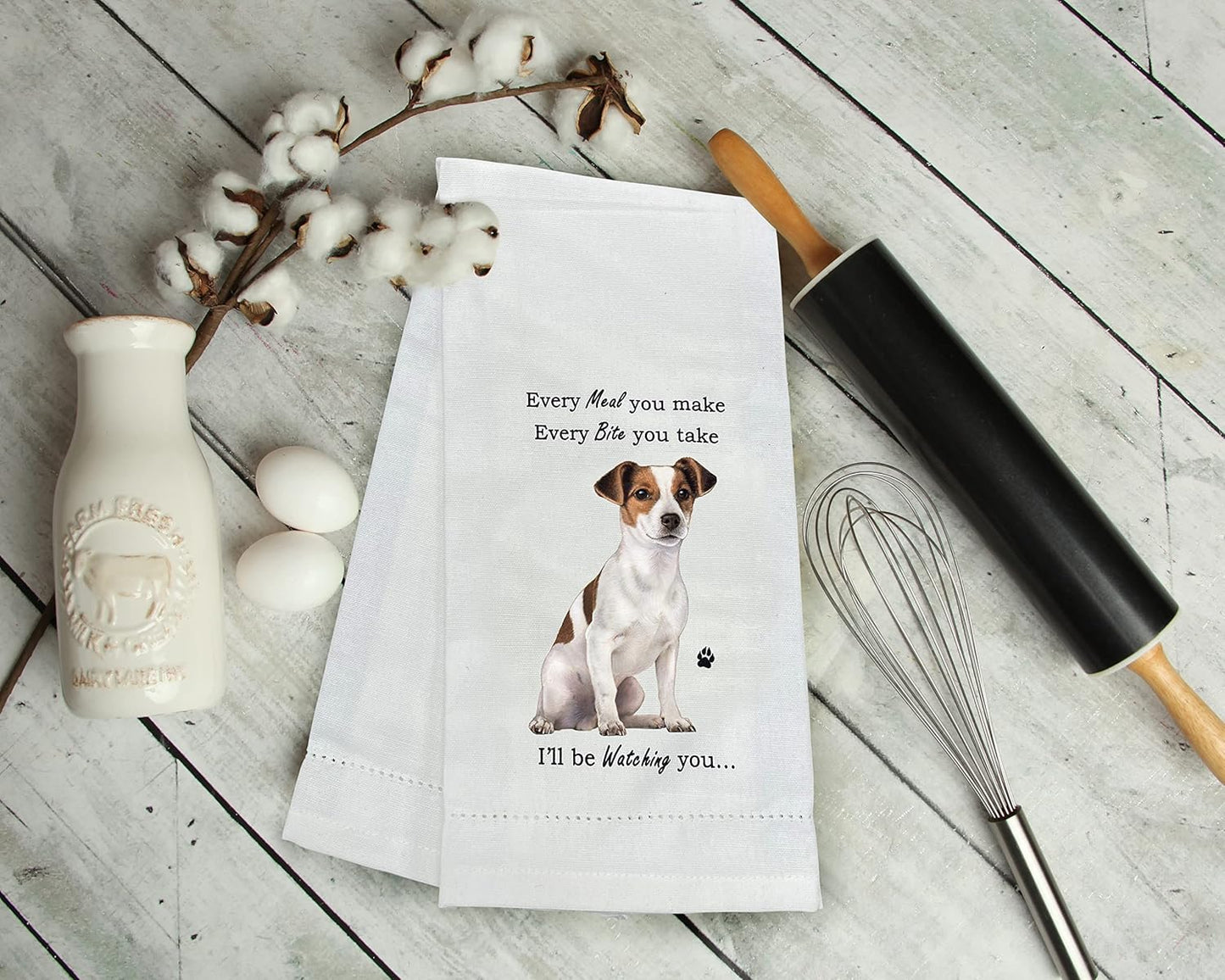 Jack Russell Kitchen Towel - Soft Highly Absorbent - Jack Russell Gifts - Dish Towels for Washing Dishes - Tea Towels - Reusable - Quick Drying - 100% Natural Cotton - Towels For Pet Lovers