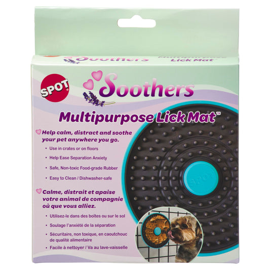 SPOT Soothers Multipurpose Dog Licking Mat- Dog Peanut Butter Lick Pad & Slow Feeder for Crate, Enrichment Toy for Small & Medium Dogs and Puppies, Food Grade Rubber, Anxiety Reliever, 6inch