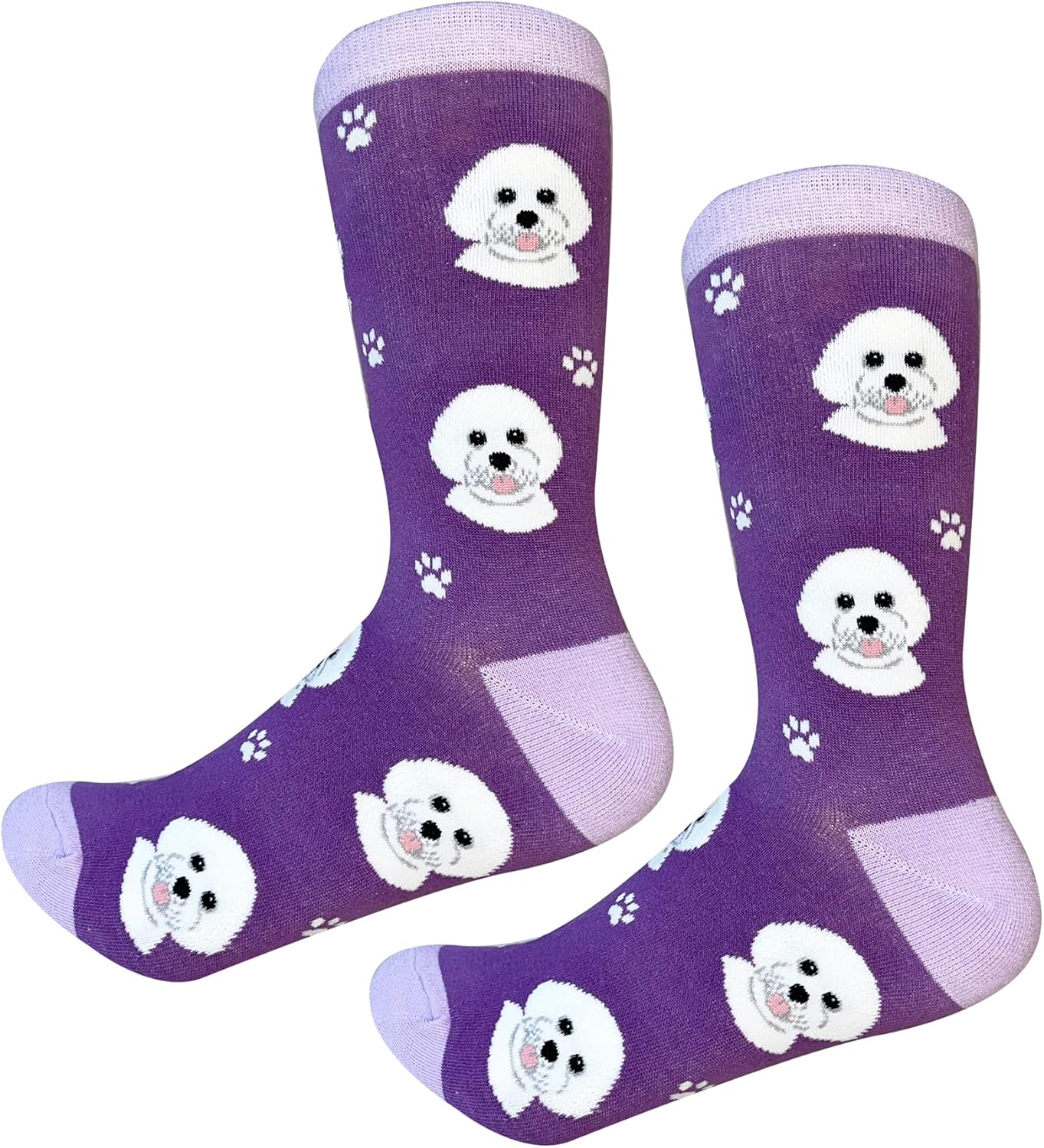 Bichon Frise Socks - Fun Unisex Socks - Crazy Pet Lover - Novelty Socks Funny Gifts for Dog Lovers - Cute Dog Pattern - Casual Crew Socks - One Size Fits most
