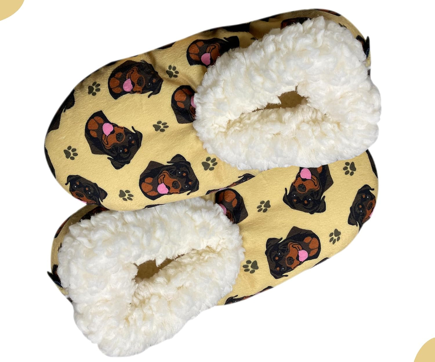 Rottweiler Dog Lovers Super Soft Slippers  - Cozy House Slippers - Non Skid Bottom - One Size Fits Most - Sherpa slipper - Pet Lover Gifts For Men And Women