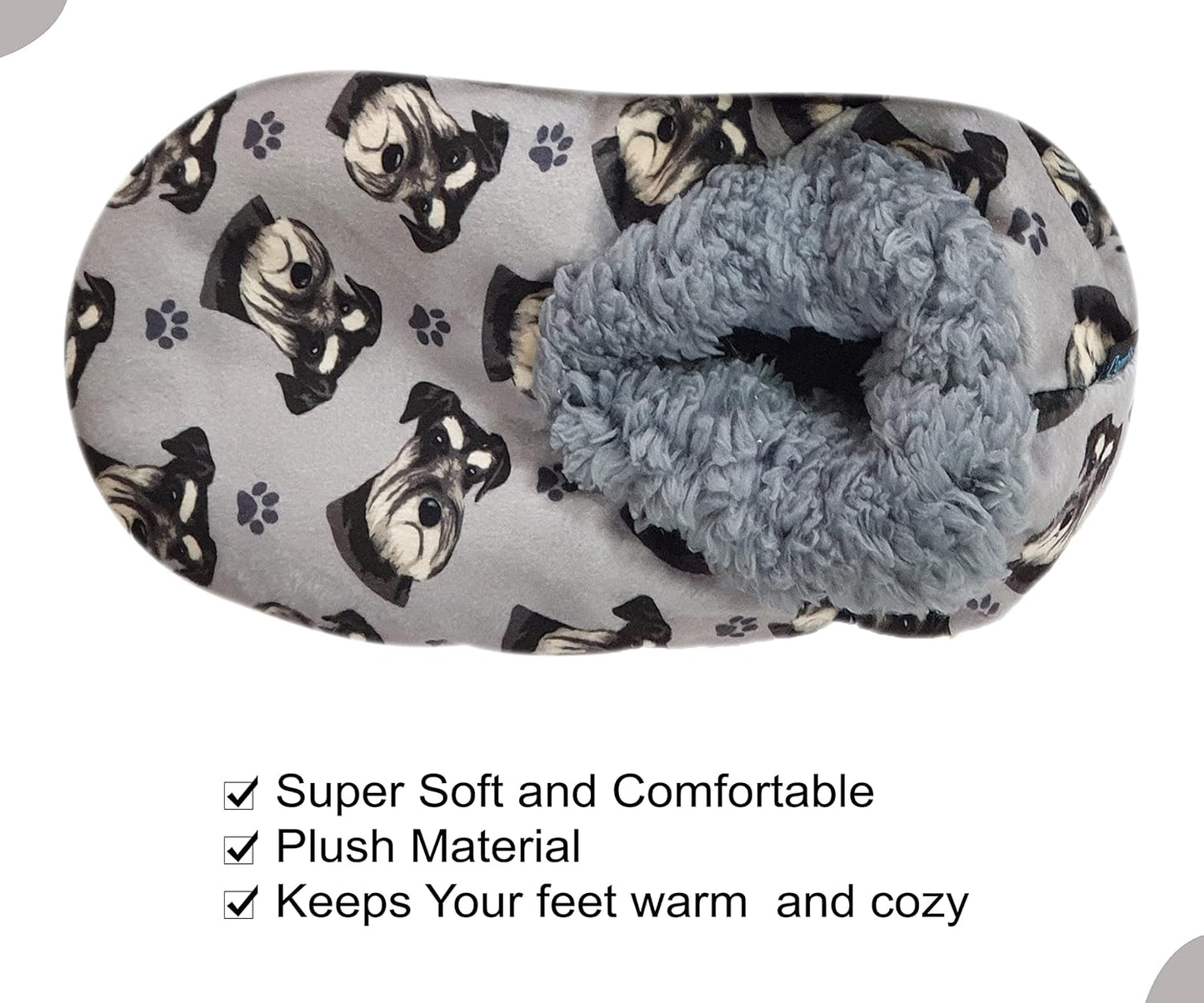 SCHNAUZER Dog Lovers Cozy ,unisex Slipper, one size fits most,Sherpa, Non skid Bottom