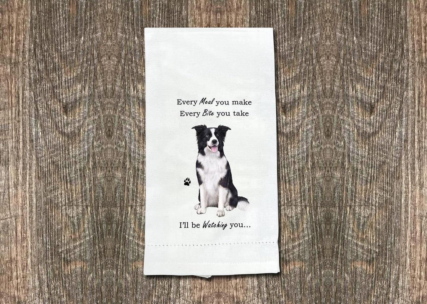 Border Collie Dog Lovers Kitchen Towel, Tea Towel - Soft Highly Absorbent - Reusable - Quick Drying - 100% Natural Cotton