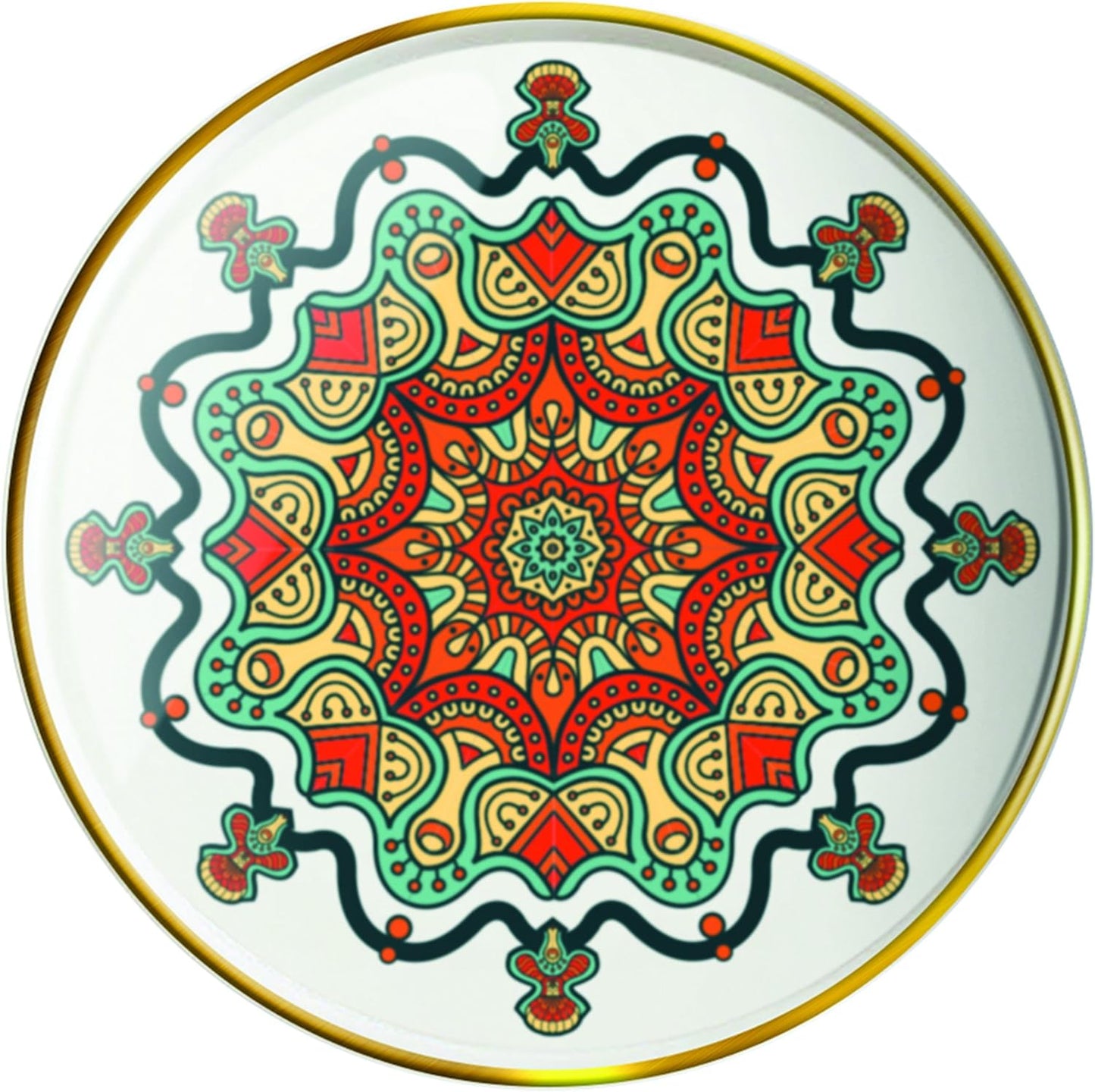 Vandor Mandala Tapestry Round Organizational Trinket Trays, 4 Inch, 4 Piece Set