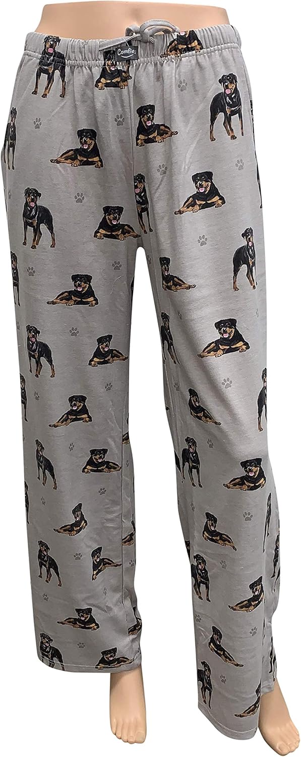 Rottweiler Dog Lovers Unisex Lightweight Cotton Blend Pajama Bottoms – Super Soft and Comfortable – Perfect for Rottweiler Gifts