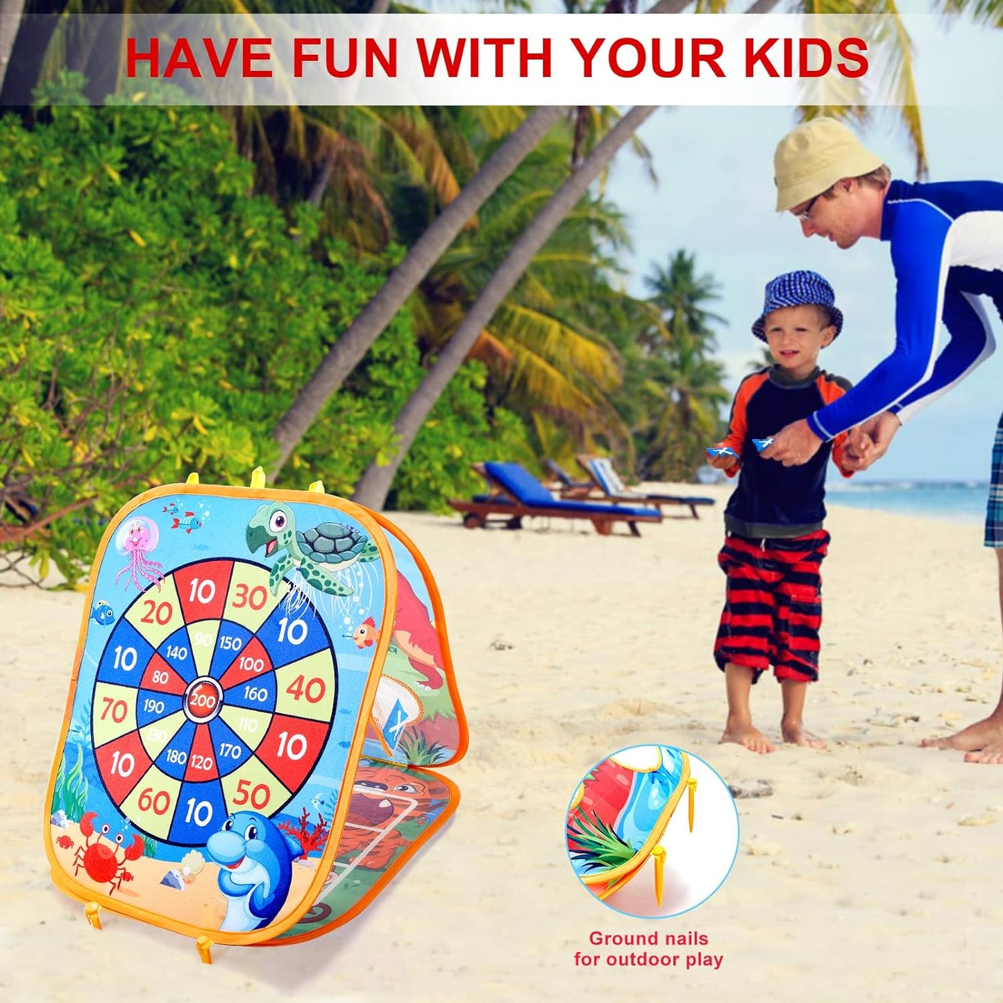 Vdealen Bean Bag Toss Game Toy for Kids 3 4 5 6 7 8 Year Old, Sports & Outdoor Toddler Toy Gift for Boys and Girls, 3 in 1 Cornhole Game for Children Ages 3 4 5 and Up