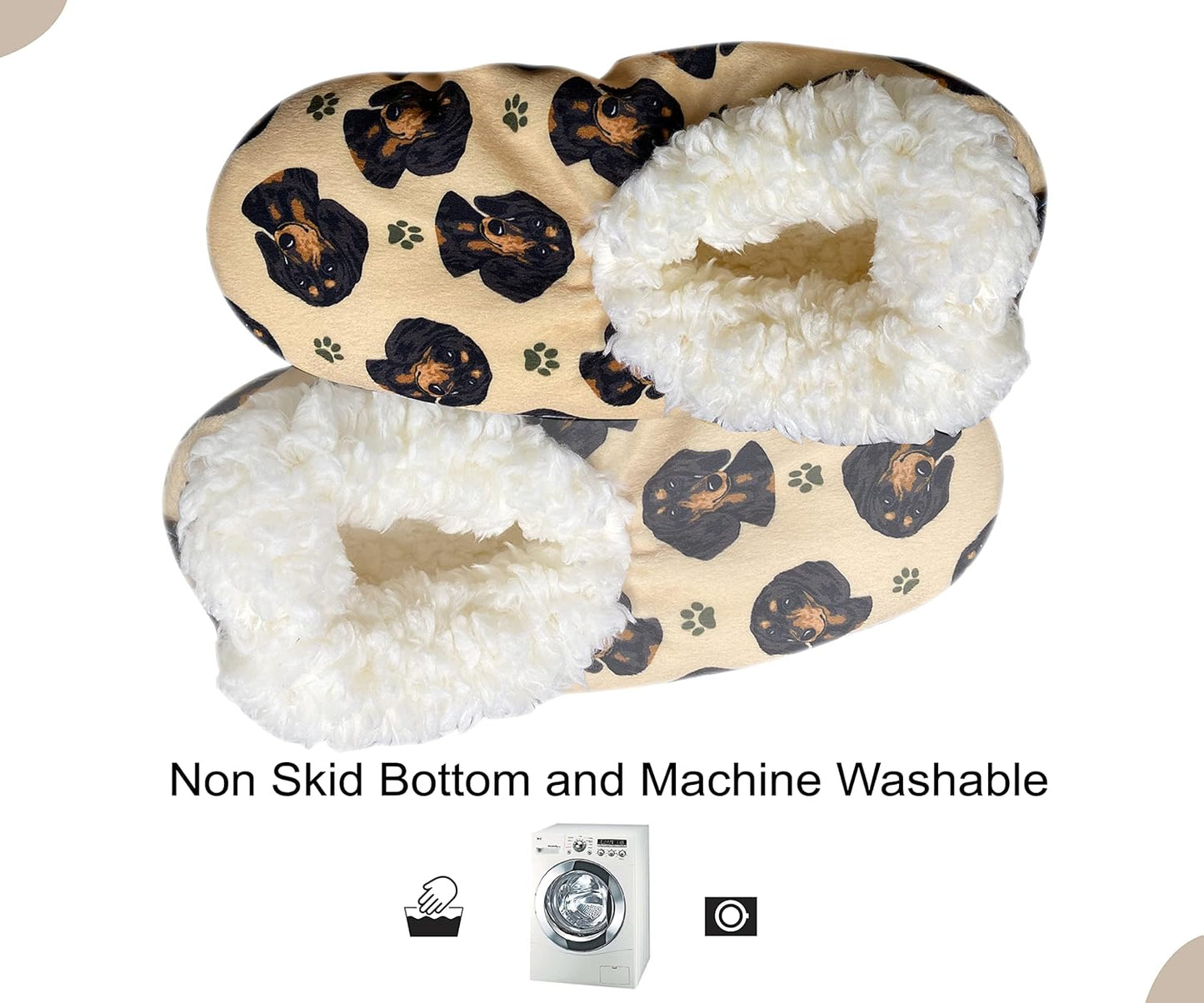 Dachshund black Lovers Soft Slippers - One Size Fits Most - Cozy House Slippers - Non Skid Bottom