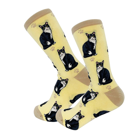 Black and White (Tuxedo) Cat Lovers Socks - All Season - One Size Fits Most - Unisex