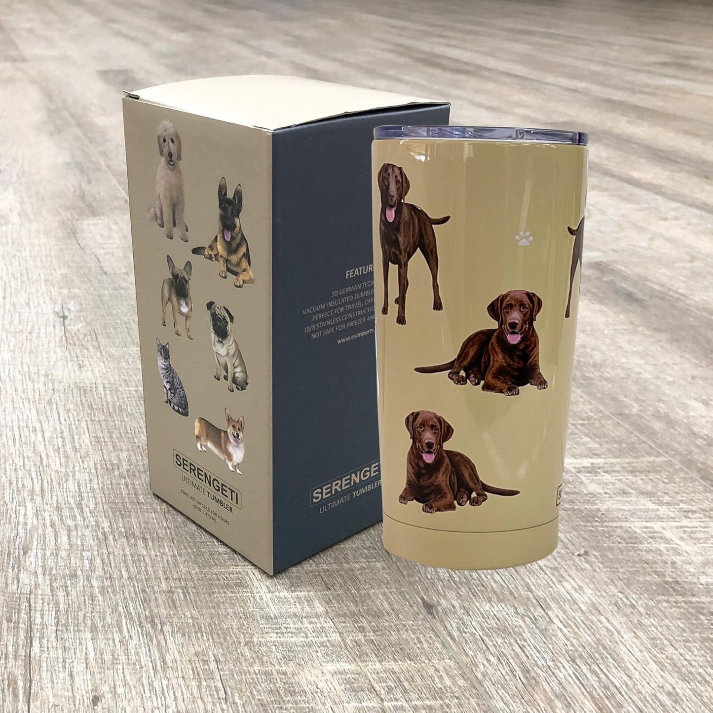 Chocolate Lab Dog Lovers Tumbler - Stainless Steel, Vacuum Insulated Tumbler with Spill Proof Lid - 3D Print - Insulated Travel mug for Hot or Cold Drinks