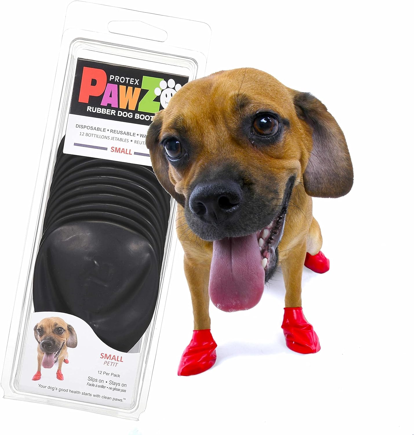 Pawz 2-Inch to 2.5-Inch Water-Proof Dog Boots, Small, Black
